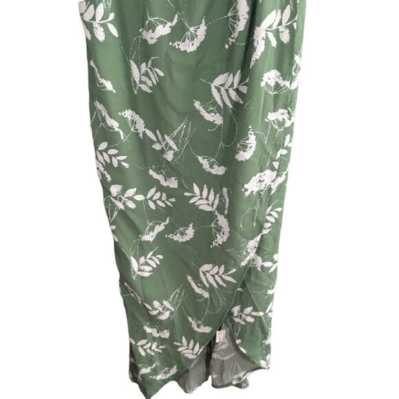 CMZ2005 Green Floral Sleeveless V-Neck Stretch Long Maxi Dress Women Sz XS - Picture 4 of 10